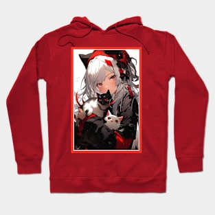 Aesthetic Anime Girl Red White Black | Quality Aesthetic Anime Design | Chibi Manga Anime Art Hoodie